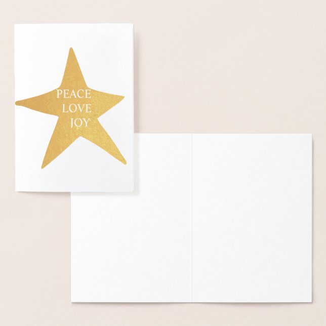 Carte Dorée Gold Peace Love Joy Star (Affichage)