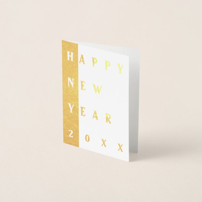 Carte Dorée Gold & White Moderne Bonne année (Devant)