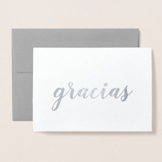 Carte Dorée Gracias Espagnol Merci Brush Script Argent