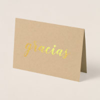 Gracias Merci espagnol Brushstroke Script Gold