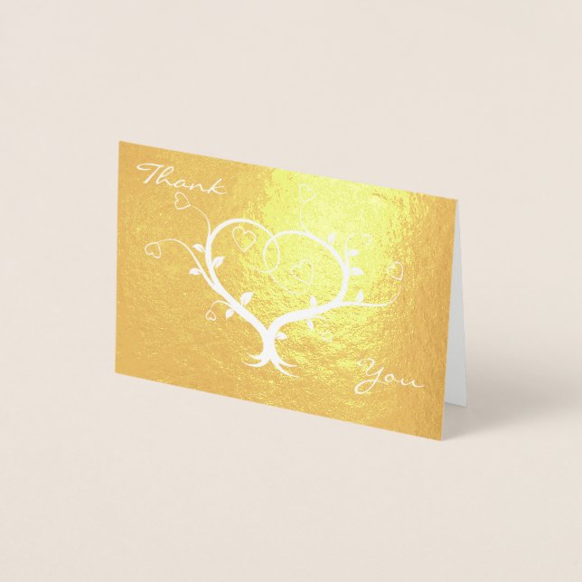 Carte Dorée Grand coeur floral (Devant)