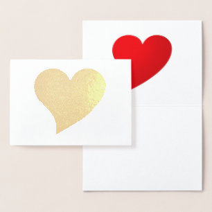 Carte Dorée Grand coeur rouge mignon minimaliste moderne Valen