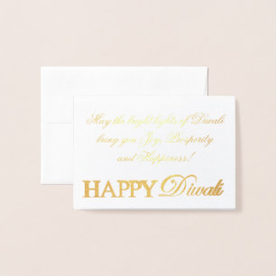 Carte Dorée Happy Diwali Gold Foil Élégante Typographie