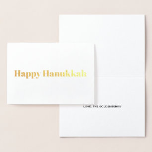 Carte Dorée Happy Hanoukka moderne typographie minimaliste cou