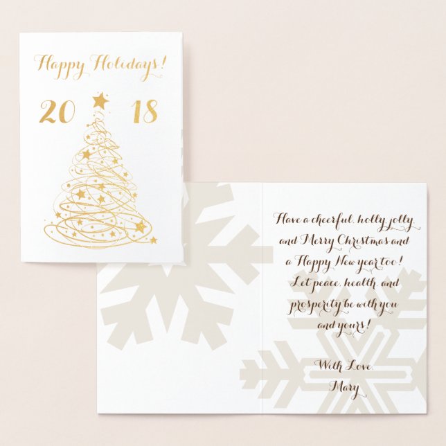 Carte Dorée Happy Holidays élégante personnalisable (Affichage)