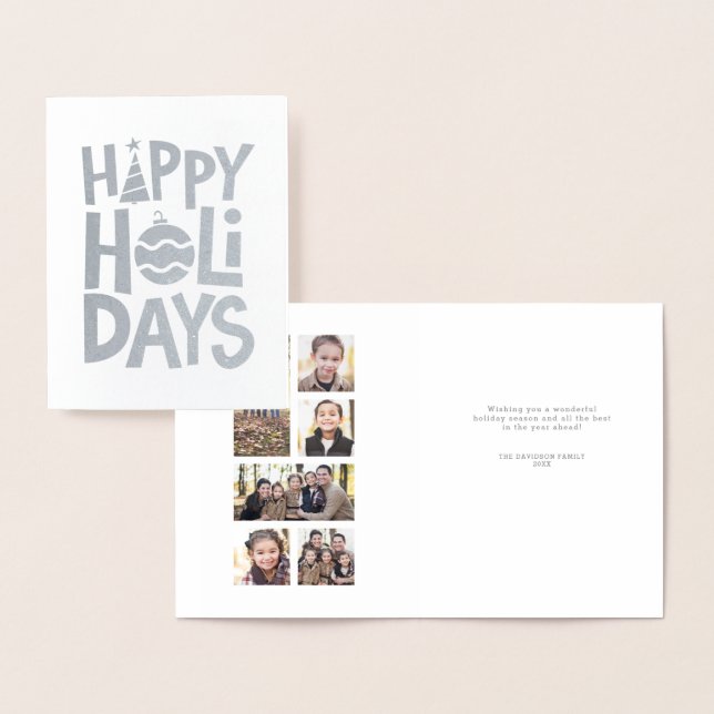 Carte Dorée Happy Holidays fun photo collage personnalisé (Affichage)