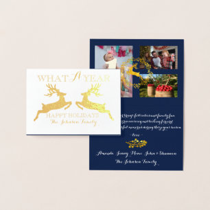 Carte Dorée Happy Holidays Photo Family Collage Couleur modifi