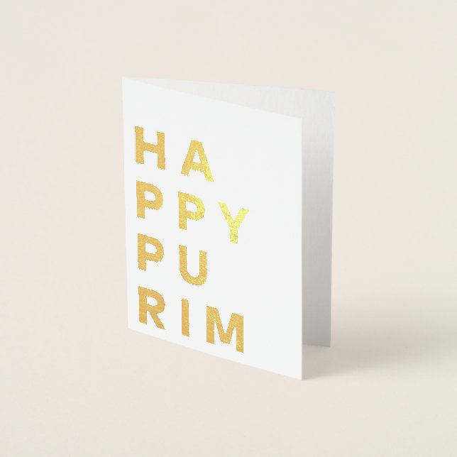 Carte Dorée Happy Purim Gold Foil (Devant)