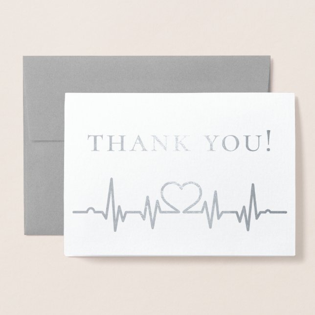 Carte Dorée Heartbeat du personnel de santé Merci (Devant avec enveloppe)