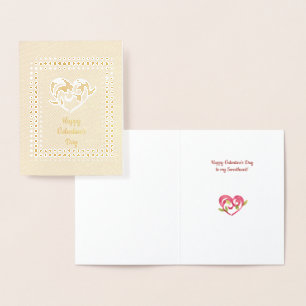 Carte Dorée Heureuse Sainte-Valentin personnalisable