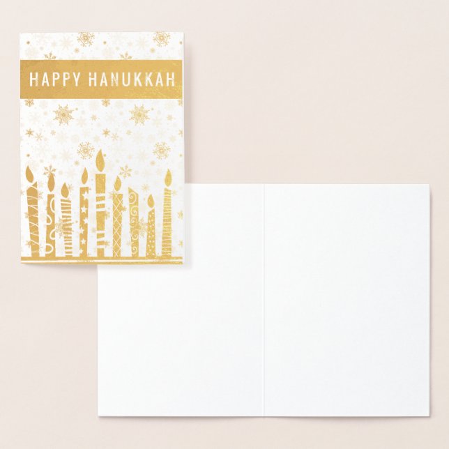 Carte Dorée Heureux Hanoukka Menorah (Affichage)
