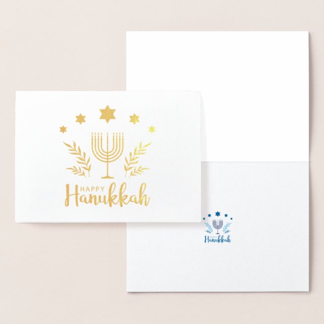 Carte Dorée Heureux Hanoukka Menorah (Affichage)