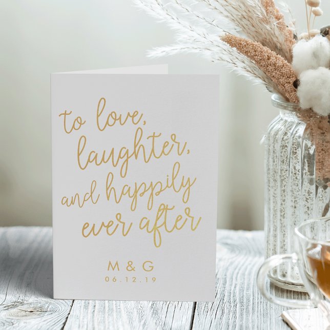 Carte Dorée Heureux toujours après | Or Mariage personnalisé (Créateur téléchargé)