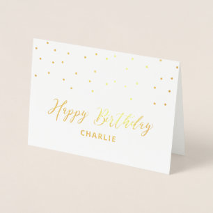 Carte Dorée Hexagon Confetti élégant personnalisé Joyeux anniv