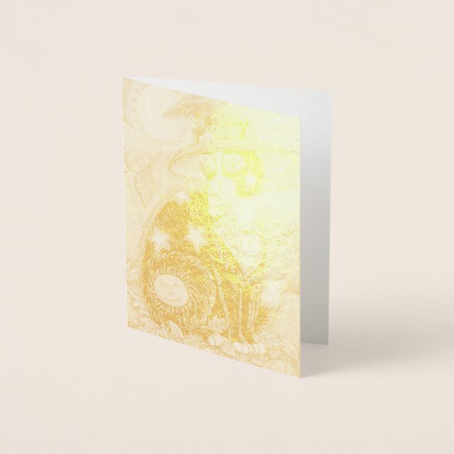 Carte Dorée HOCUS POCUS NOIR CHAT WITCH, SOURIS HALLOWEEN Blan (Devant)