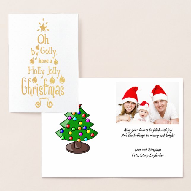 Carte Dorée Holly Jolly Christmas Typografy Gold Image , ZSG (Affichage)