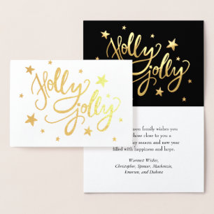 Carte Dorée Holly Jolly   Élégant script de faux or