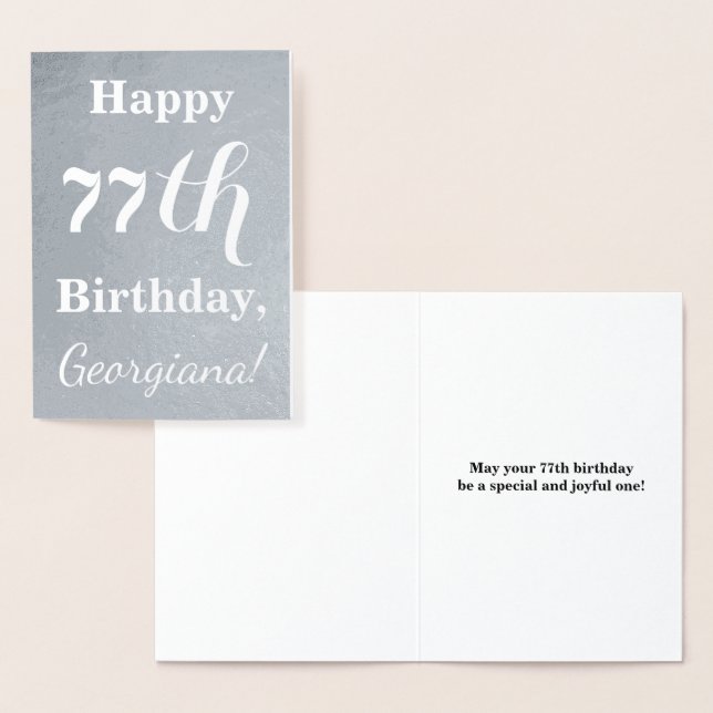 Carte Dorée Huile d'argent de base "HAPPY 77th BIRTHDAY" + Nom (Affichage)