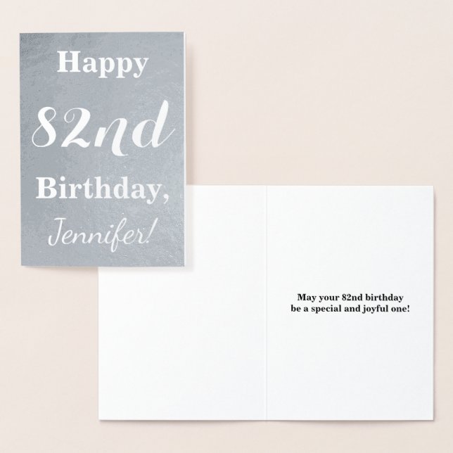 Carte Dorée Huile d'argent de base "HAPPY 82nd BIRTHDAY" + Nom (Affichage)