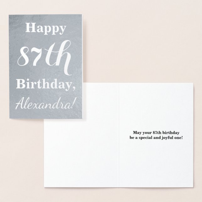 Carte Dorée Huile d'argent de base "HAPPY 87th BIRTHDAY" + Nom (Affichage)