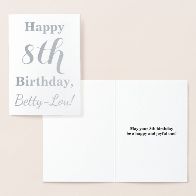 Carte Dorée Huile d'argent simple 8e anniversaire + Nom person (Affichage)
