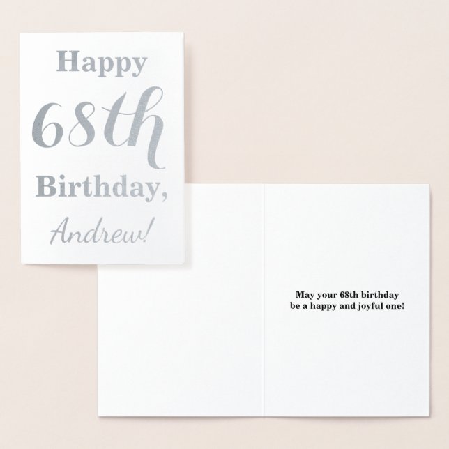 Carte Dorée Huile d'argent simple "HAPPY 68th BIRTHDAY" + Nom (Affichage)