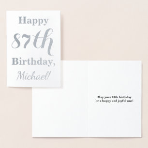 Carte Dorée Huile d'argent simple "HAPPY 87th BIRTHDAY" + Nom