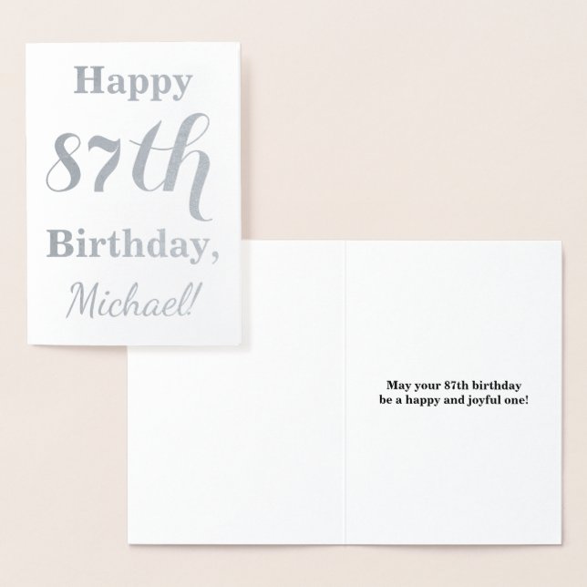 Carte Dorée Huile d'argent simple "HAPPY 87th BIRTHDAY" + Nom (Affichage)