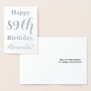 Carte Dorée Huile d'argent simple "HAPPY 89th BIRTHDAY" + Nom