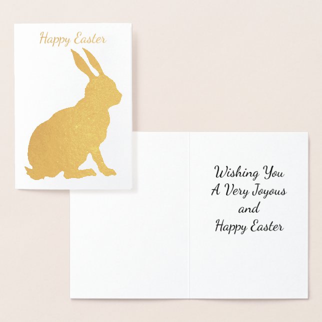 Carte Dorée Huile d'or assis Joyeux lapin de Pâques (Affichage)