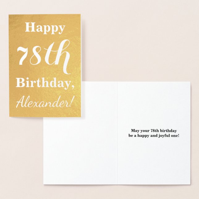 Carte Dorée Huile d'or de base "HAPPY 78th BIRTHDAY"; Nom pers (Affichage)