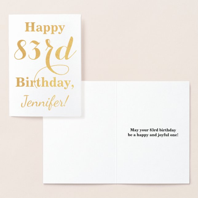 Carte Dorée Huile d'or simple "HAPPY 83rd BIRTHDAY" + Nom (Affichage)