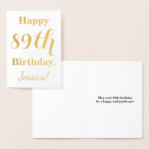 Carte Dorée Huile d'or simple "HAPPY 89th BIRTHDAY" + Nom