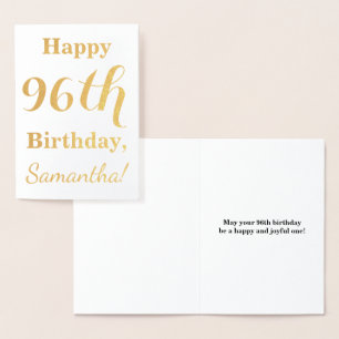 Carte Dorée Huile d'or simple "HAPPY 96th BIRTHDAY" + Nom