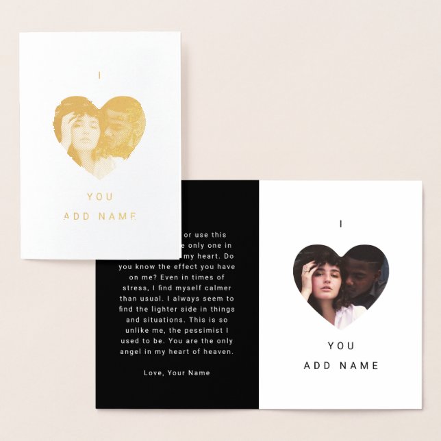 Carte Dorée I Love You Luxury Photo Text Valentines (Affichage)