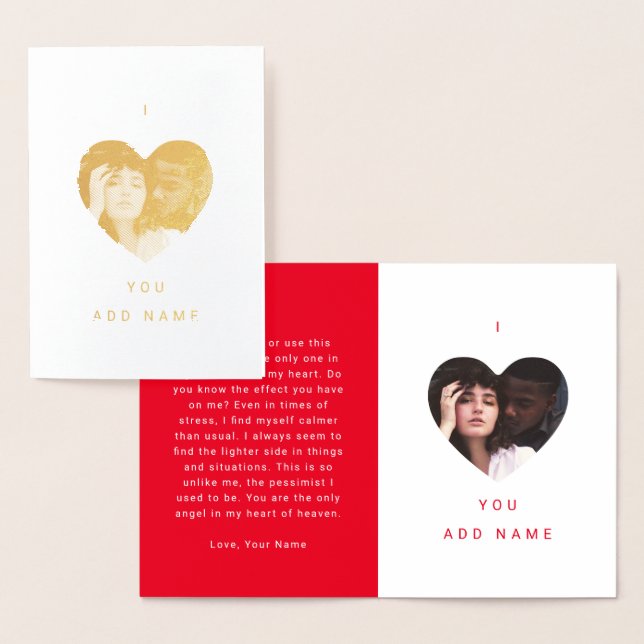 Carte Dorée I Love You Luxury Photo Text Valentines (Affichage)