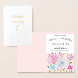 Carte Dorée Illustration Fleur sauvage d'aquarelle moderne