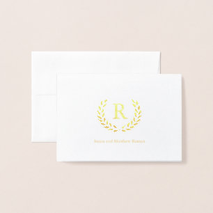 Carte Dorée Initiale personnalisée de monogramme de guirlande,