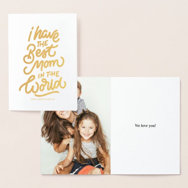 Carte Dorée J'ai la meilleure maman du monde ! Fête des mères (Affichage)