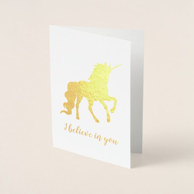 Carte Dorée Je crois en vous Unicorn Gold (Devant)