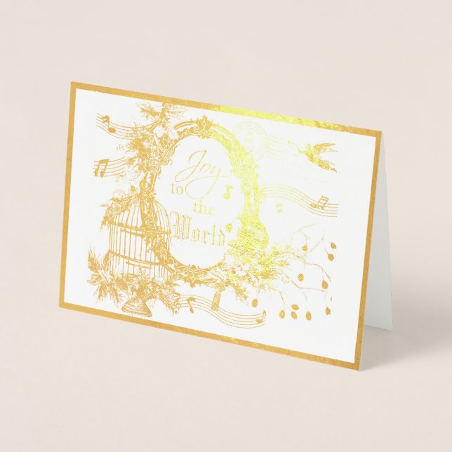 Carte Dorée Joie au monde Cardinal foil Noël (Devant)