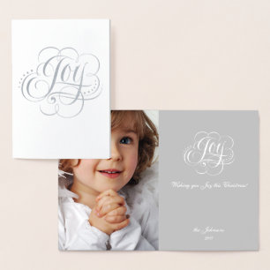 Carte Dorée Joie au monde Silver Foil Noël Lettering