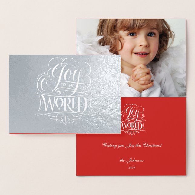 Carte Dorée Joie au monde Véritable Foil Argent Noël (Affichage)
