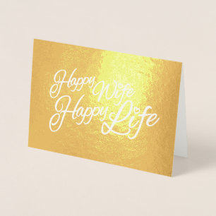 Carte Dorée Joie épouse heureux mot d'ordre de la vie heureuse