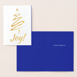 Carte Dorée Joie ! Joyeux Noël Noël Arbre Bleu Vos Paroles