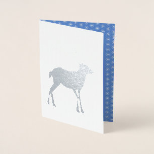 Carte Dorée Joli renne de Noël avec noeud rouge personnalisé