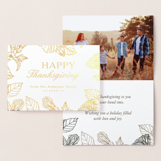 Carte Dorée Jour du Bon thanksgiving des feuilles d'automne Go (Affichage)