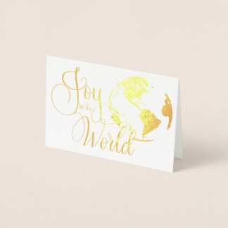 Carte Dorée Joy to the World Handlettered Christmas Foil Card