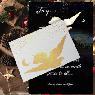 Carte Dorée Joy To the World Noël Vacances Véritable Or