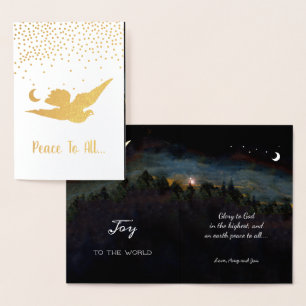 Carte Dorée Joy To the World Noël Vacances Véritable Or